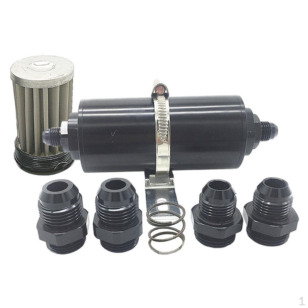 Car -Line Fuel Oil Filter, AN6 AN8 Adapters, Aluminium Cleanable Inline Petrol