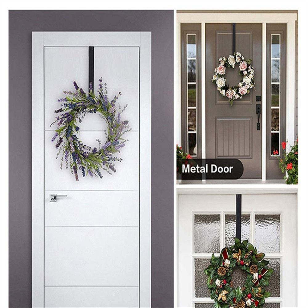 Black/White Wreath Hook Metal Wreath Door Hanger Adjustable Garland Hanger  Over the Door
