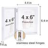 AVEAX Double 4x6 Picture Frame Hinged Folding Photo Frame with Plexiglass Front Vertical Frame on Desktop, White