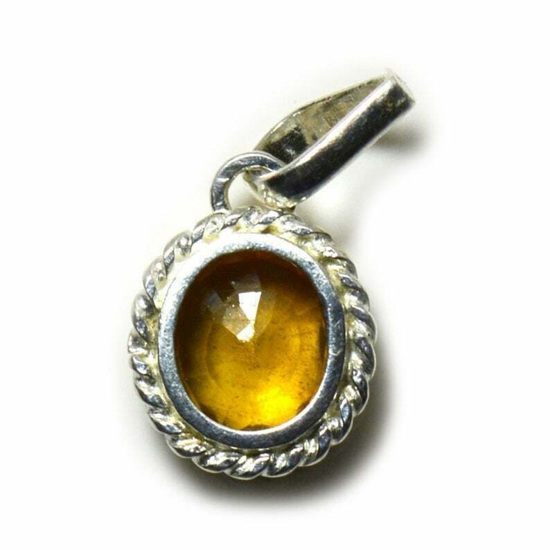 4 Crt. Yellow Sapphire 925 Sterling Silver Pendant Handmade Gift Pendant