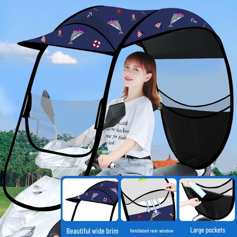 Collapsible Windproof Sunshade for Electric Cars & Motorcycles