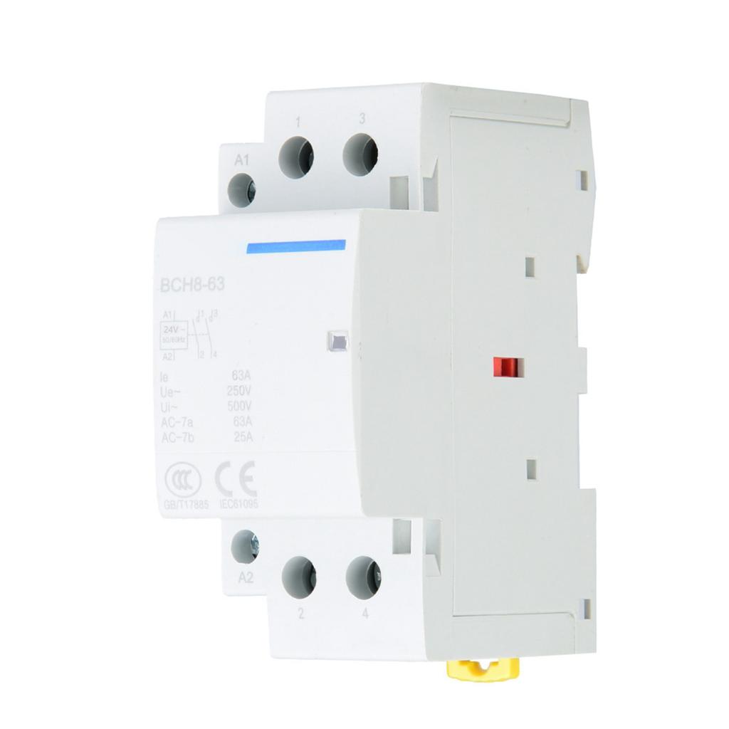 2P 63A Household AC Contactor DIN Rail Mount 1NO 1NC (24V)