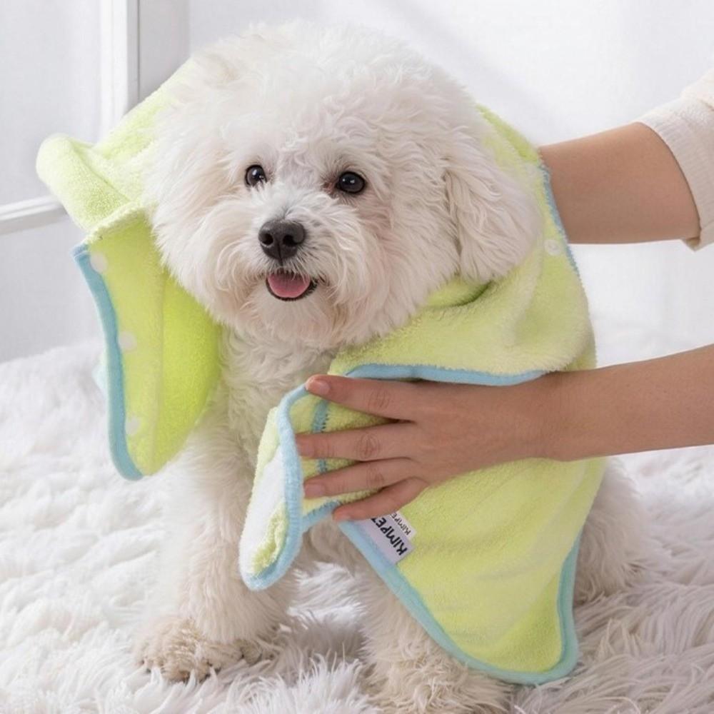 Warm Dog Hooded Bathrobe Coral Fleece Microfiber Dog Towel Rabbit Ear Design Pet Robe  Swimming