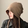 Double-sided can be worn, autumn and winter hats, women's headgear hats, big head circumference showing face, small pile hats, warm knitted cold hats