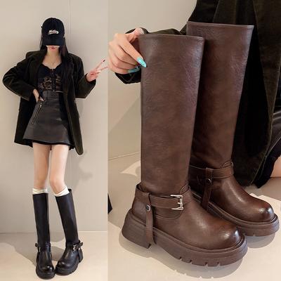 Thick-soled Retro Fashion High-end Boots 2025 Autumn and Winter Women's Boots Thick Heel High Tube Height and Thinness Comfortable Knight Boots
