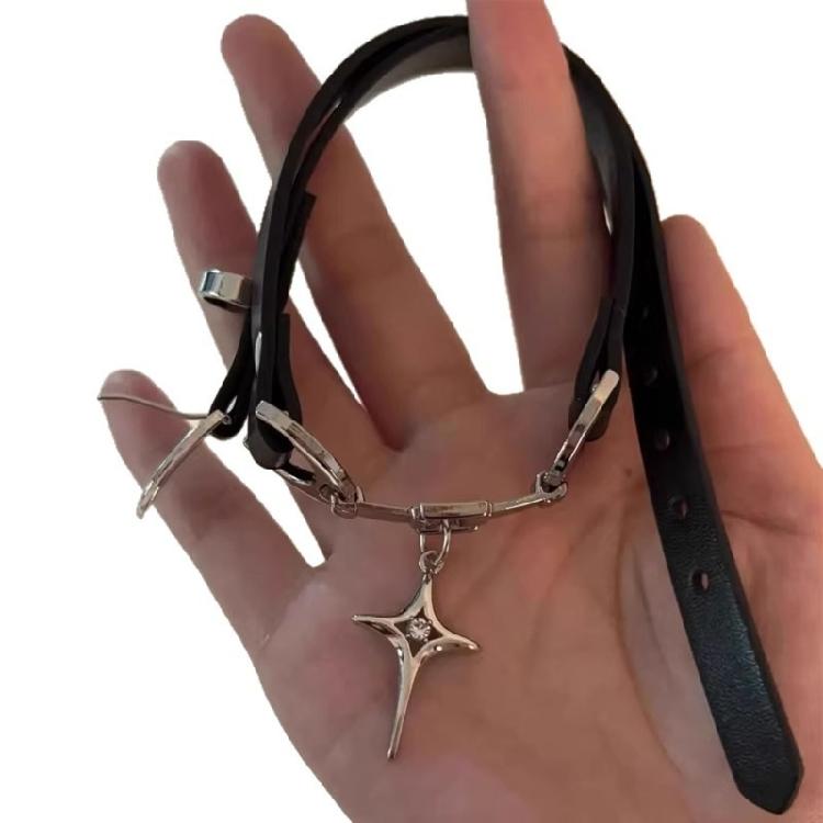 Crosses Pendant Chokers Necklace Craft Of PU Leather For Trendy Layer Necklace Looks