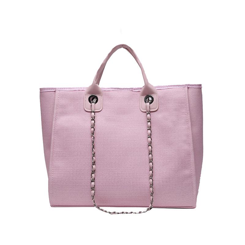 

Большая вместительная сумка через плечо из холста с цепочкой для женщин, высококачественные женские сумки-мессенджеры, женственные дорожные сумки-тоут, модный дизайнер