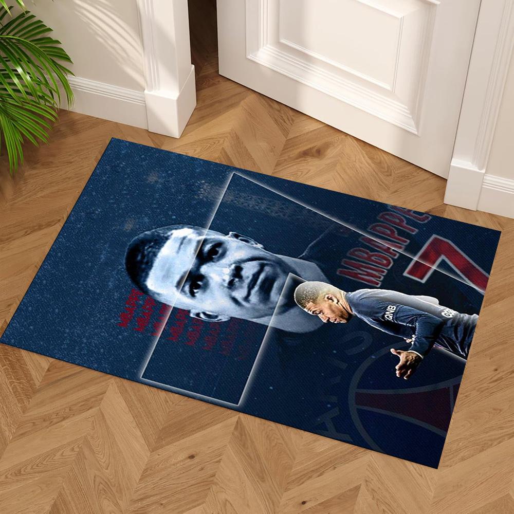 Star Player Kylian Mbappé Floor Mat Suitable for Playrooms Foyer Kitchen Living Rooms Antislip Carpet Anime Office Decor Wedding Party Gift