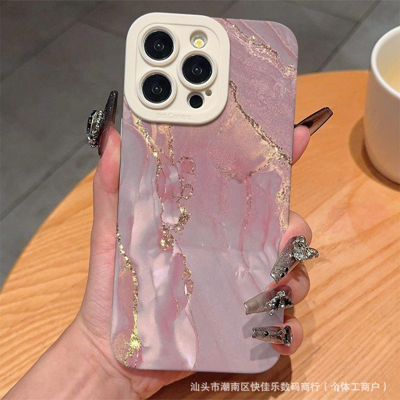 Pink marble pattern for iPhone11/12/13/14/15promax mobile phone case Apple 16 protection 17