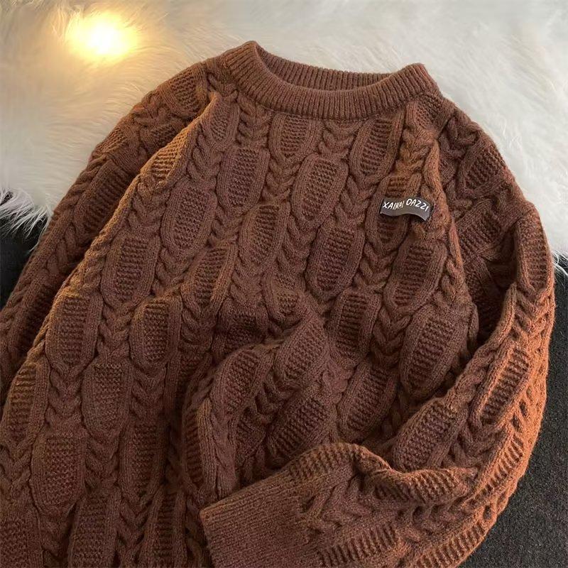 Autumn and Winter Sweater Men's Crew Neck Pullover Japanese Retro Teenager Loose Trendy Brand Design Sense Niche Knitted Sweater