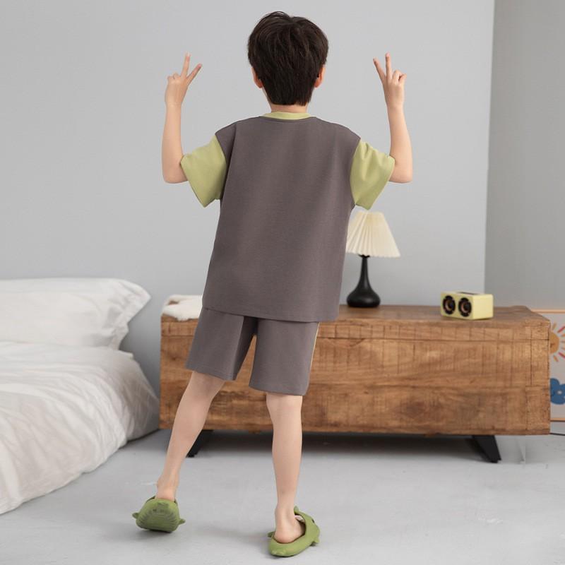 Boys Cotton Short Sleeve Pajama Set Lightweight Cartoon Sleepwear Kids 8 Years