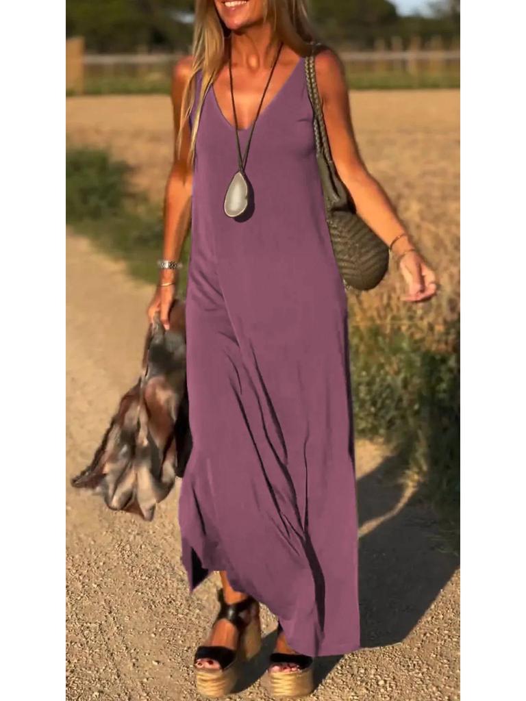 2025 Summer V-Neck Spaghetti Strap Dress - Women's Sexy and Trendy Style