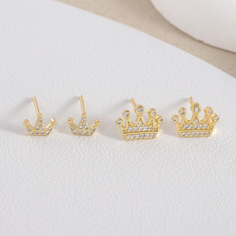 Süße Glänzende Zirkon Krone Steckerohrringe Für Damen Mode Metall Mini Kleiner Goldfarbener Ohrring Hochzeits Schmuck Party Geschenk