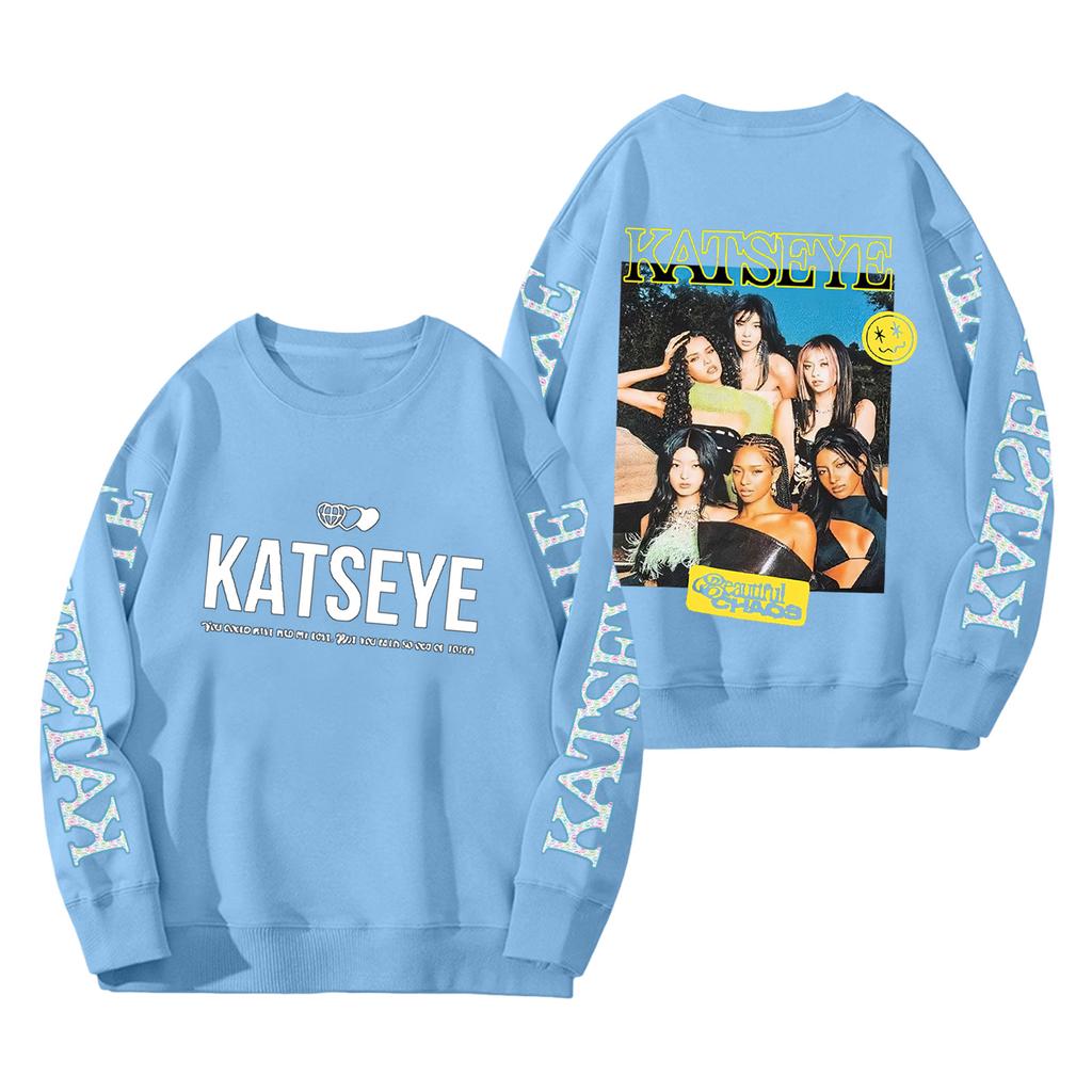 Women's Fashion Long Sleeve Print Round Neck Loose Pullover Sweater Top