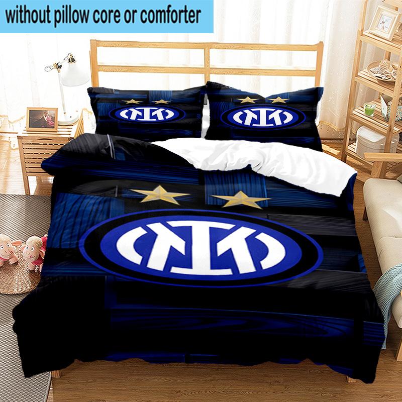3 pezzi F.C. Set Biancheria da Letto Stampato Internazionale Milano Chiusura Copripiumino Include 1 Copripiumino & 2 Federe Set Biancheria da Letto Decorazioni per la Casa Regali