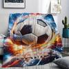 Personalized Soccer Ball Blanket Name Fire Design Soft Fleece Throw Football Fan Gift Home Decor Sports Art