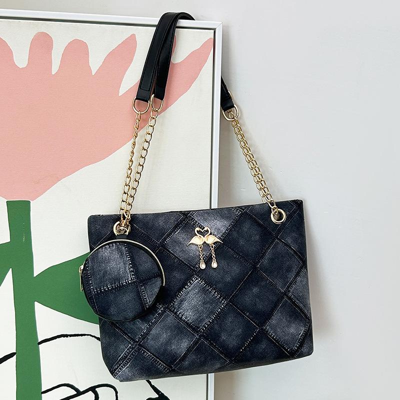 

Классическая женская сумка ромбовидной вышивки тоут большая сумка цепочка портативная сумка через плечо с кошельком маленькая круглая сумка набор из двух предметов