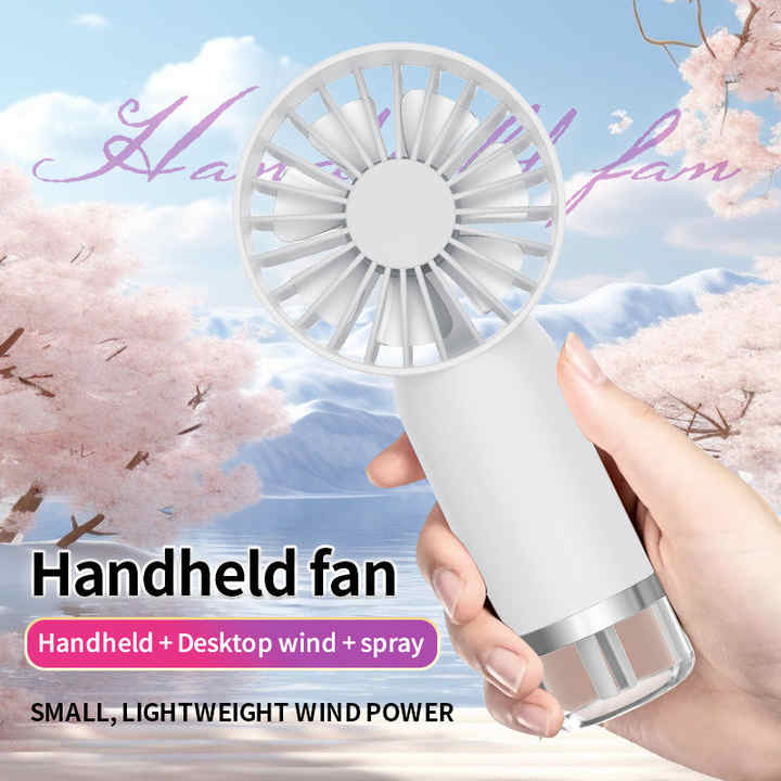 Handheld Portable USB-C Fast Charge Rechargeable Mini Fan with 3-Speed Water Spray Mist for Car & Outdoor Use