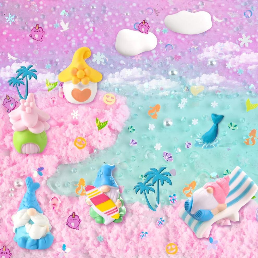 LAWOHO 6 Pack Mermaid Gnomes Slimes, Pink & Blue Slime Kit for Kids with Cloud, Clear, Butter & Water Slime, Fluffy Slime Party Favors, Slime Kits for