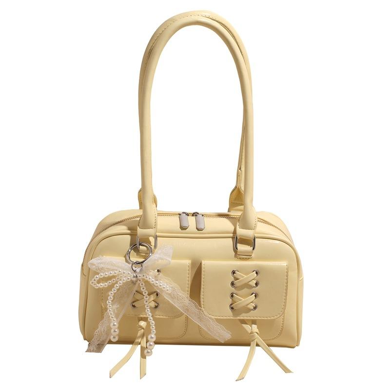 

Large-capacity bag women s 2025 spring new popular ballet style shoulder underarm bag portable baguette bag No pendant жёлтый