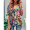 Women's Floral Graphic Casual Tee Holiday Fashion Long Sleeve T-shirt O-Neck Sweatshirt Pullover