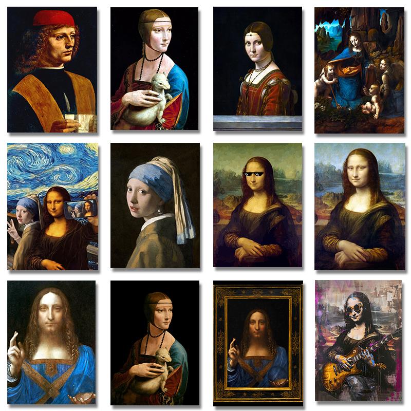 

Знаменитое произведение Леонардо да Винчи Сальватор Мунди Мона Лиза Холст Живопись Постер Принт Настенное Искусство для Гостиной Домашний Декор 21cm×30cm NoFrame