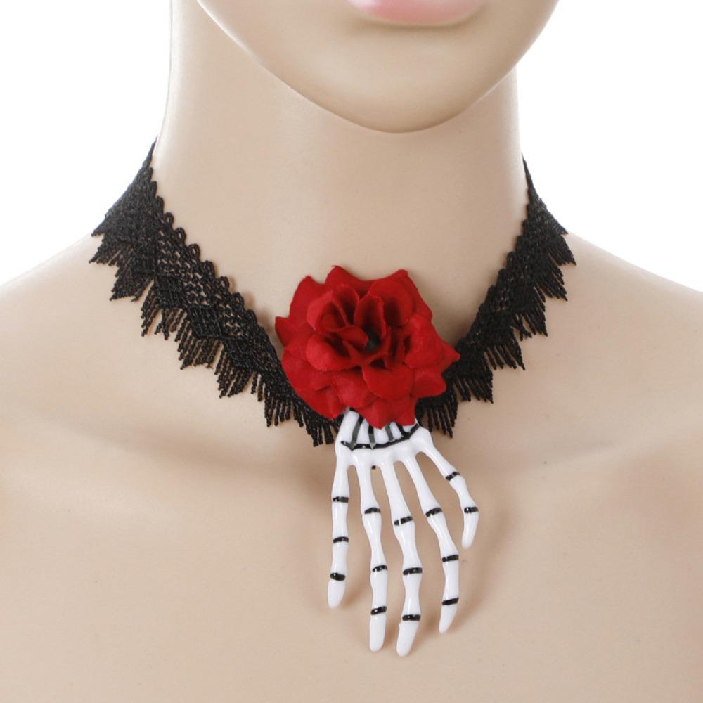 Gothic Skull Head Choker Headband Skull Man Hairpin Fashion Bloodstained Veil Girls/Children