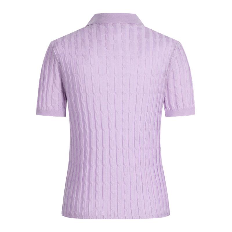 Navigare Women's Polo Cable Knit Short Sleeve Sweater