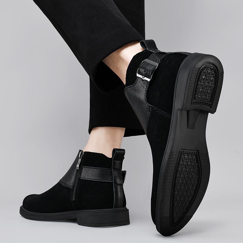 Winter Trendy Men's Ankle Boots with Velvet High Quality High Top Casual Shoes Classic Versatile Men's Business Dress Shoes