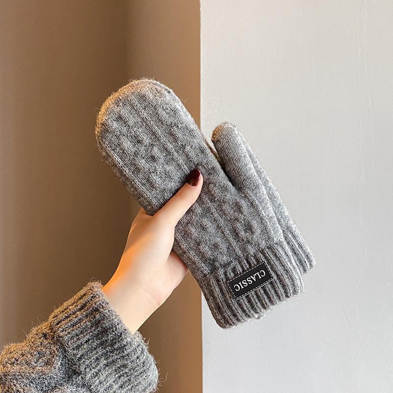 Men’s Plush Wool Mittens: Thick, Windproof & Cold-Proof Winter Gloves for Outdoor Activities