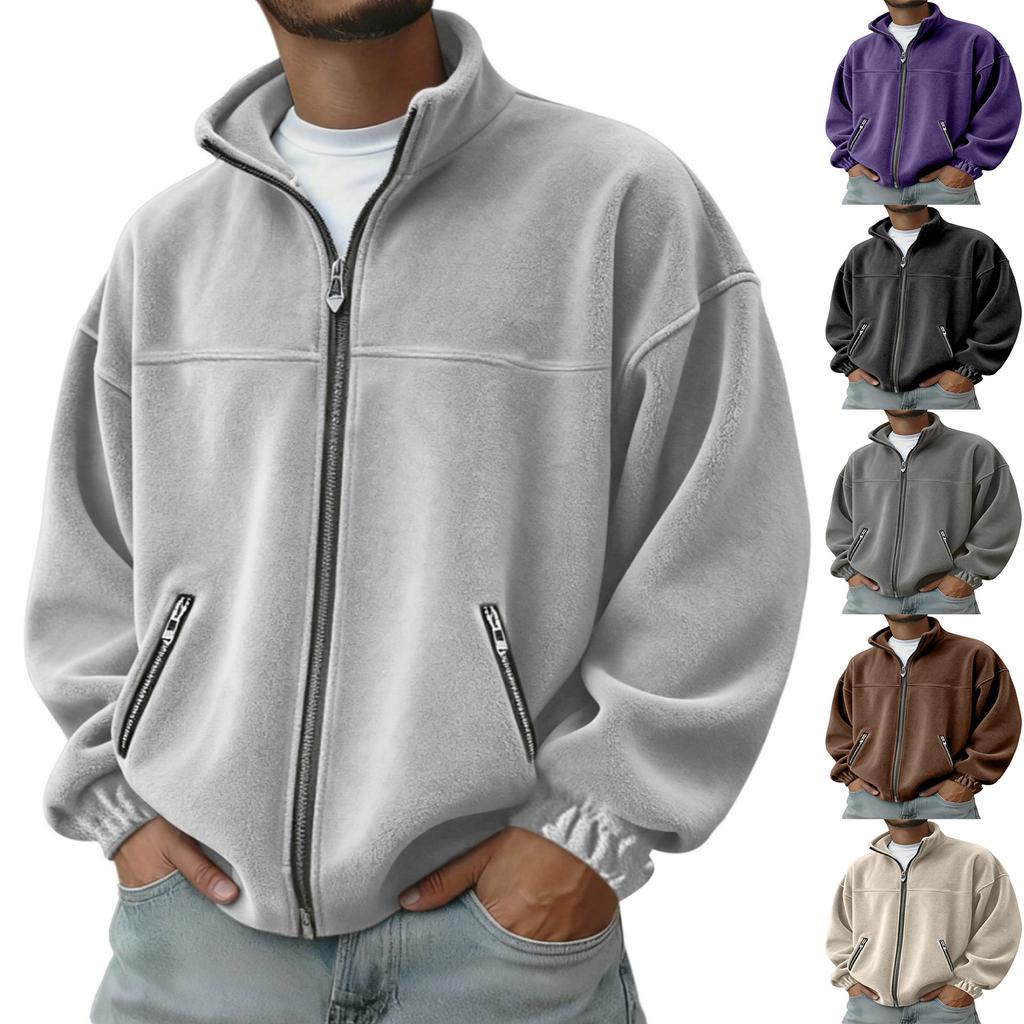 Men's Stand Collar Zip Up Hoodie Full Zip Casual Sweatshirt for Everyday Wear