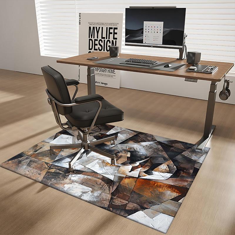 1pc Abstract Cubist Chair Mat - Office Desk Rug with Picasso-Inspired Geometric Design, Non-Slip Carpet for Home or Workplace Decor, Suitable for All