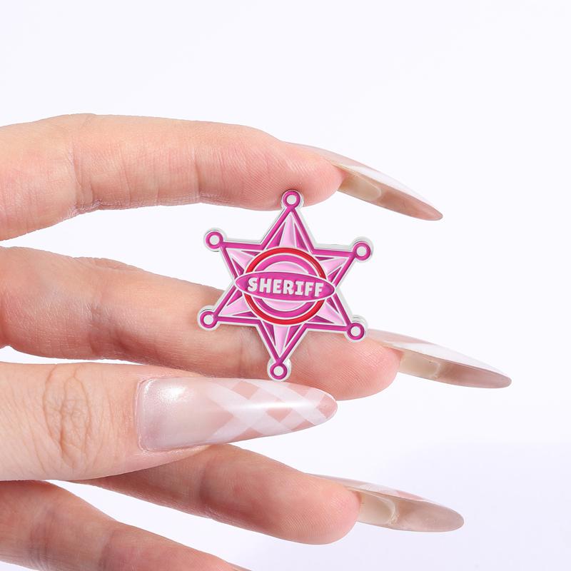 Cutie On Duty Enamel Pins Pink Shriff I Got The Job Done Brooches Lapel Badges Cowboy Game Jewelry Gift for Friends