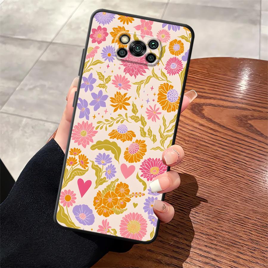 

Cartoon Flower Art Funda Phone Cover Case for Xiaomi Poco F8 F3 C61 X3 X4 X5 X7 Pro F1 C75 M3 M4 M7 M5 C50 C71 Poco C61