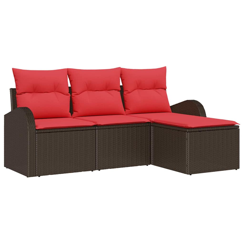 Garden Sofa Set Brown Poly Rattan