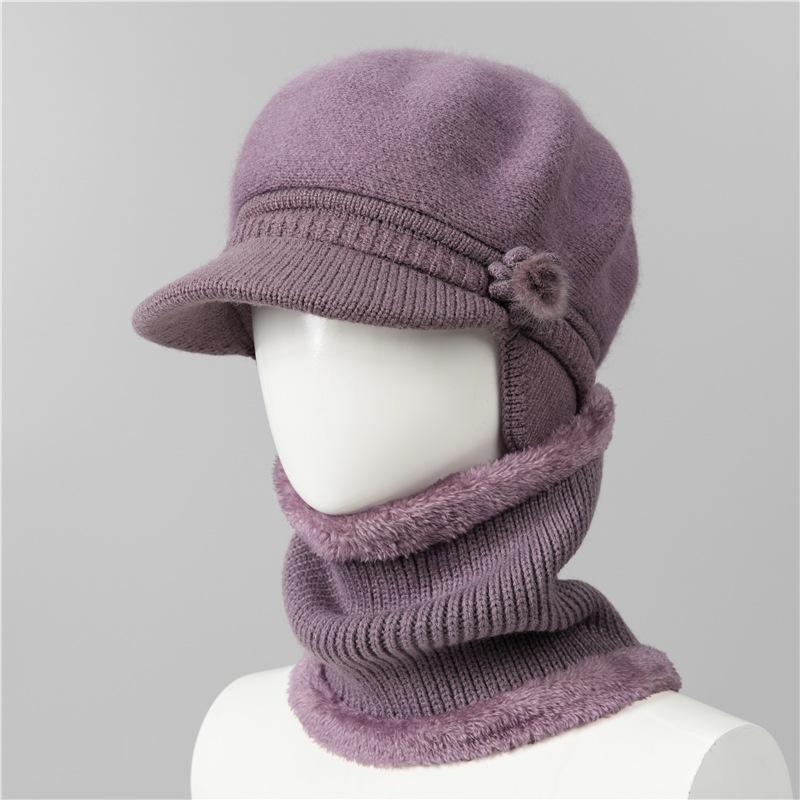 Wool Hat Women's Autumn and Winter Fleece Warm Hat, Ear Protection, Cold Protection, Thickened Knitted Hat