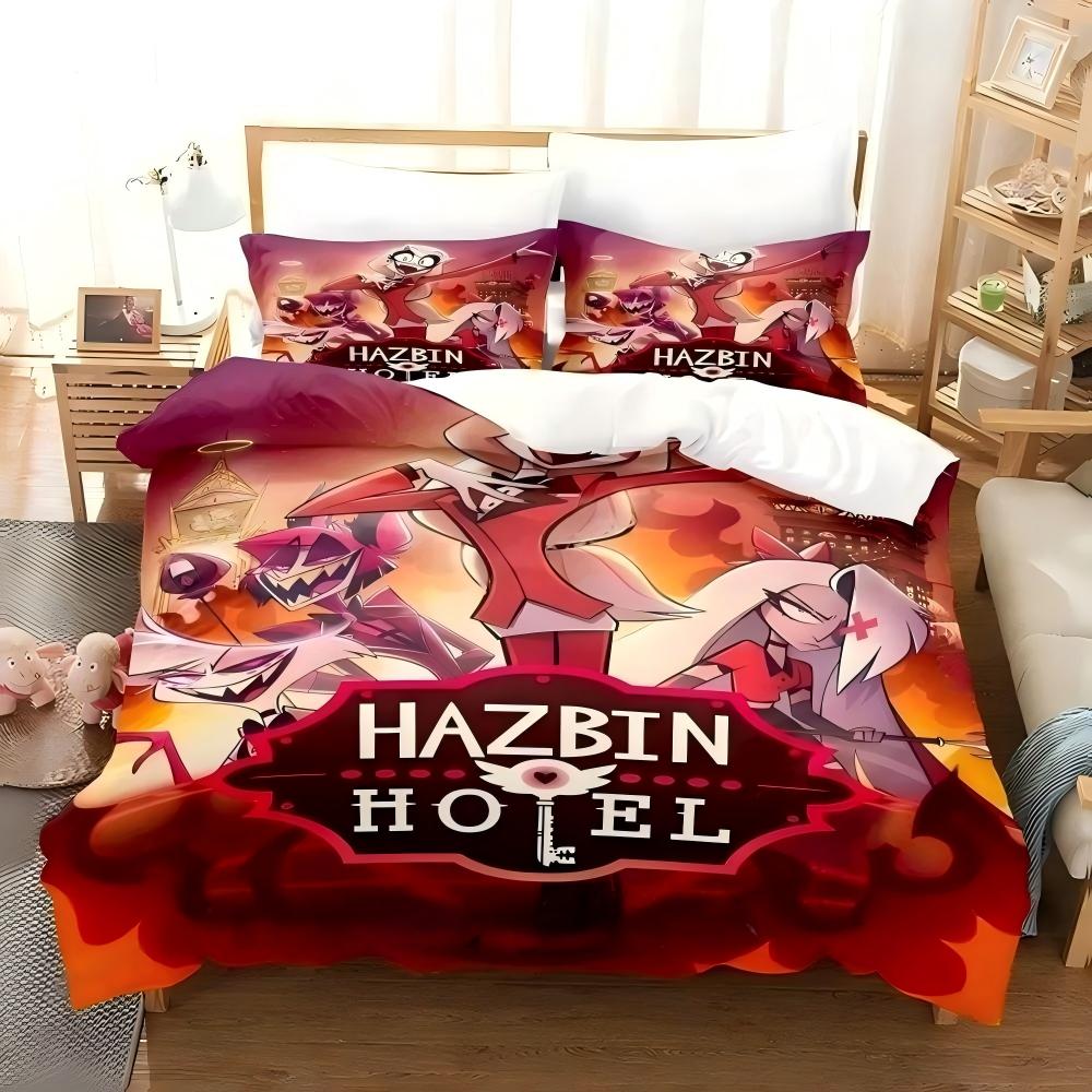 Hazbin Cartoon Duvet Cover Pillowcase Beddingboygirl Bedroomdecoration Childrengift Single Double Largebed Sizezip Duvet Cover