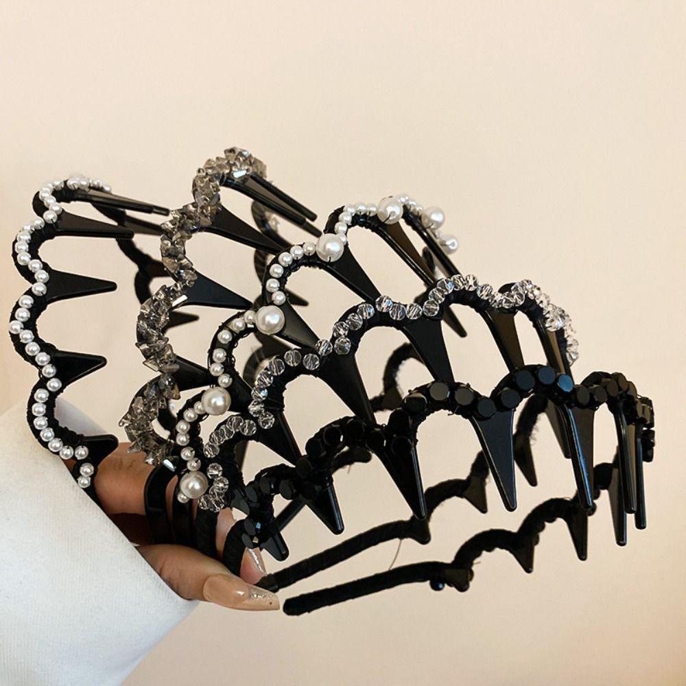 U-shaped Rhinestone Hair Band Non-Slip Face Wash Hairband Sweet Pearl Headband  Makeup