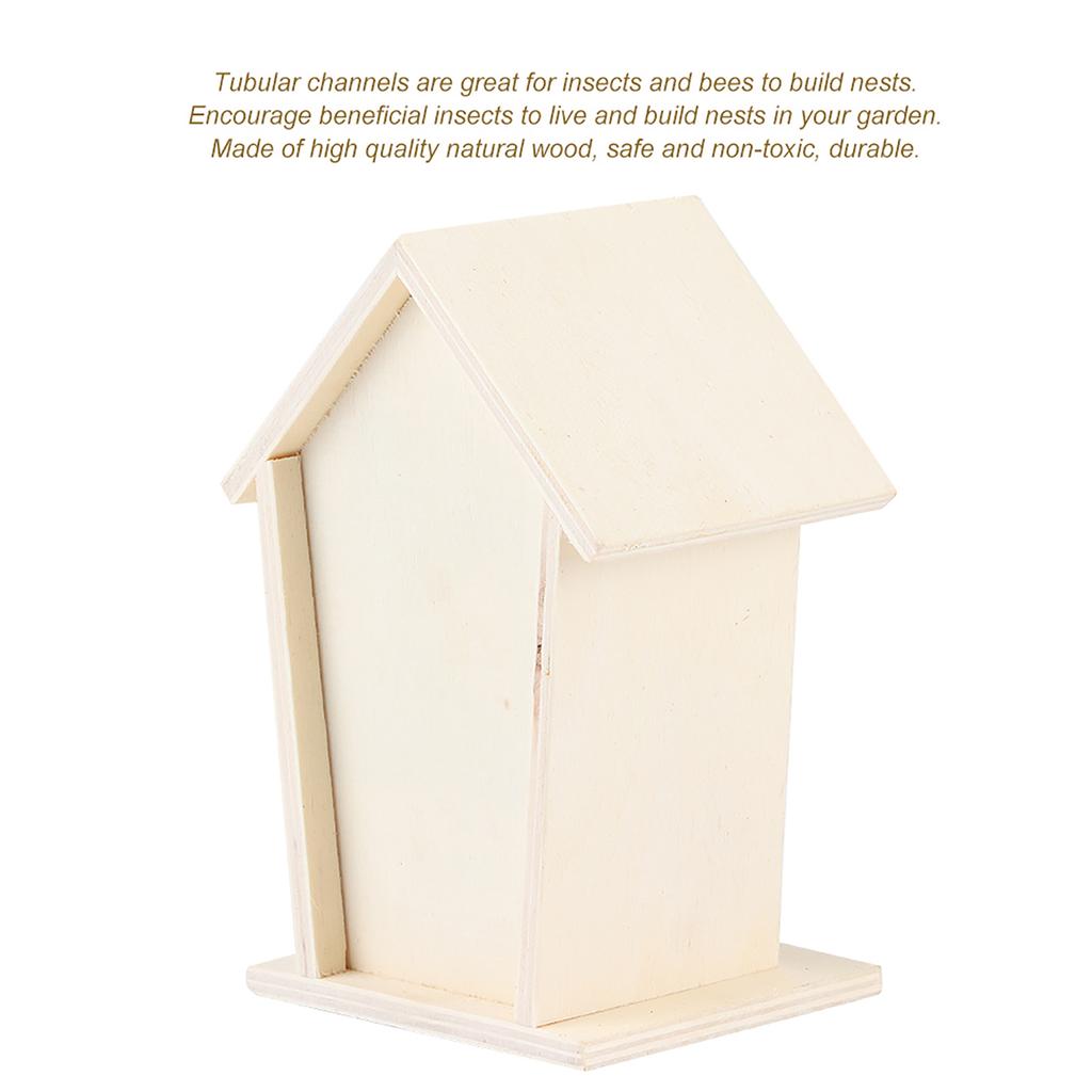 Wooden Insect Bee House Wood Shelter Nesting Box for Outdoor Garden Decoration