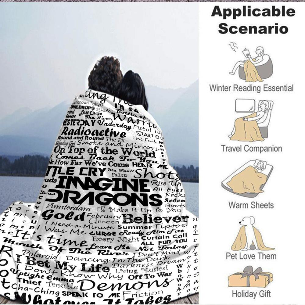 1PC Imagine Dragons Blanket Soft Warm All Season Throw for Sofa, Bed, Car, Office Vibrant Colorful Design, Durable & Cozy Gift