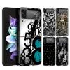 Number Pattern Hard PC Phone Case For Samsung Galaxy Z Flip 7 6 5 4 Black Cover For Galaxy Z Flip 3 Foldable Fundas Shell Capas