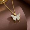 Diamond-Encrusted Butterfly Necklace for Women: Versatile High-End Design with Micro-Set Details and Elegant Clavicle Chain Jewelry.