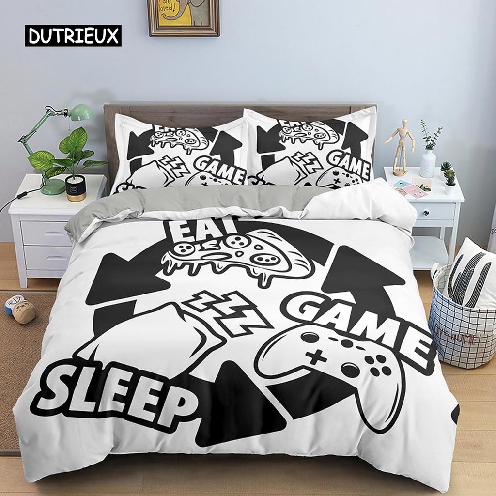 Set de lenjerie de pat pentru gameri de lux retro mâner de joc husă de plapumă queen adolescent băiat fată poliester imprimat gamepad cuvertură/plapumă huse 2/3 piese