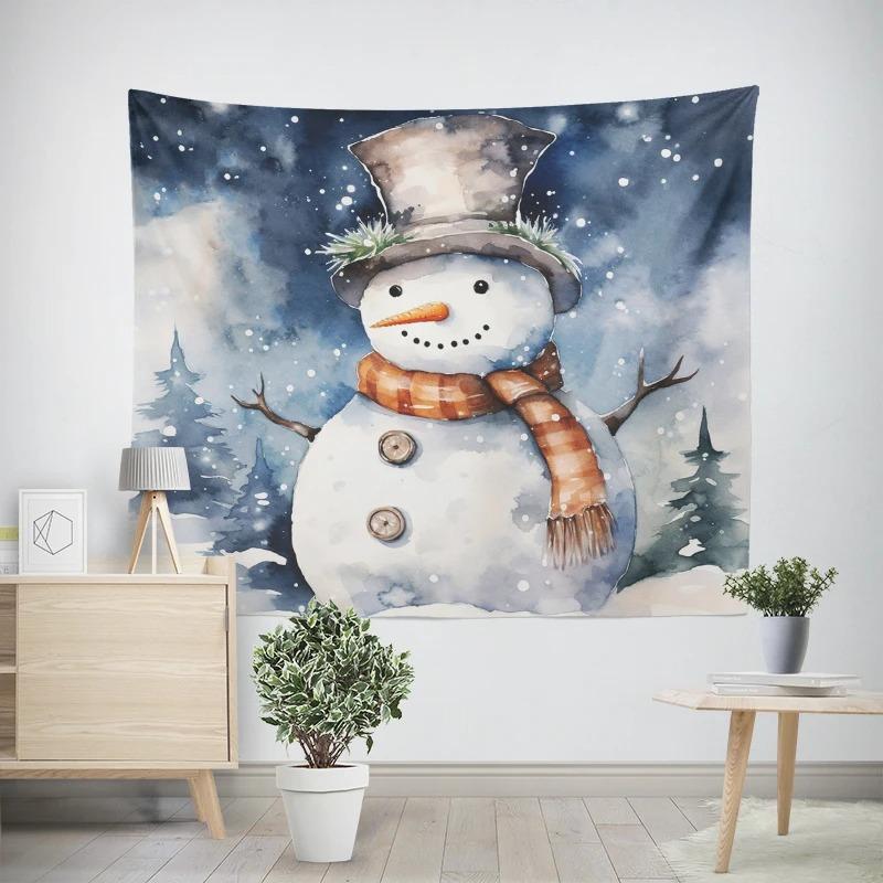 Christmas New Year Snowman Pattern Tapestry Living Room Sofa Car Interior Decorative Tapestry