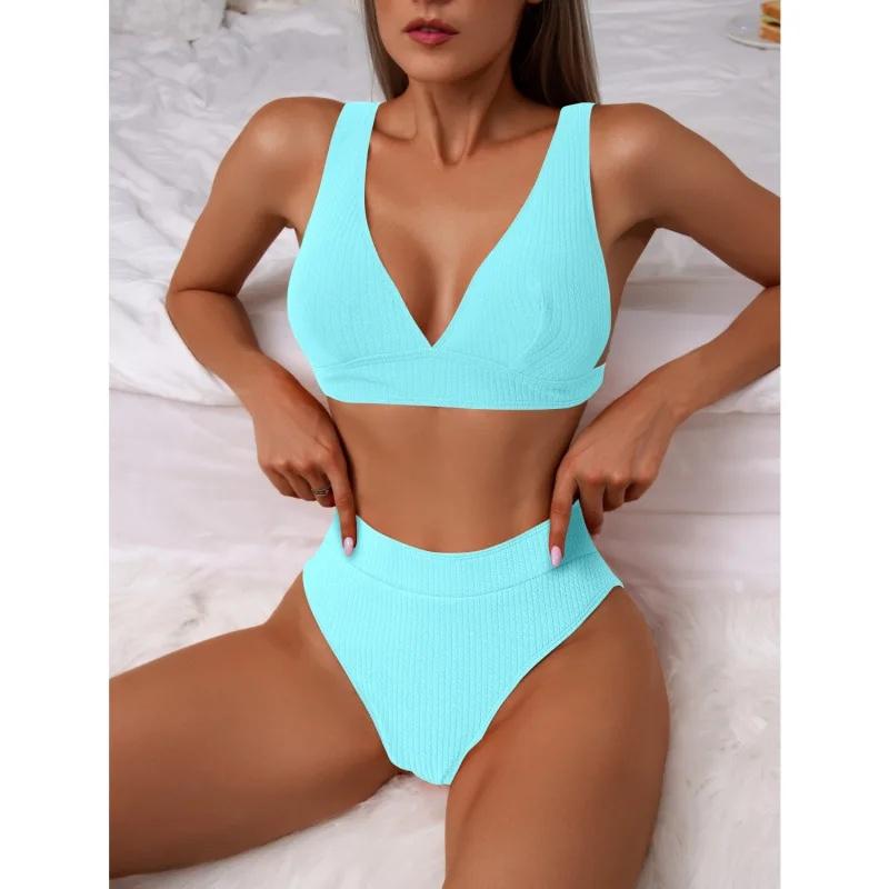 Sexy High-Waist Bikini Swimsuit 2025 New Independent Station Cross-Border Swimwear Separate Station Hot Sale Sensual Bikini Set