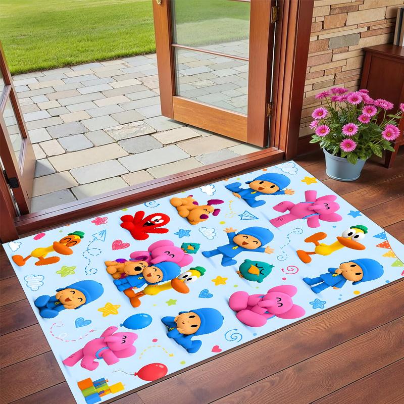 Anti‑Slip Crystal Velvet Floor Rug, Pocoyó cartoon Design Carpet for Indoor Living Bedroom Home Decoration