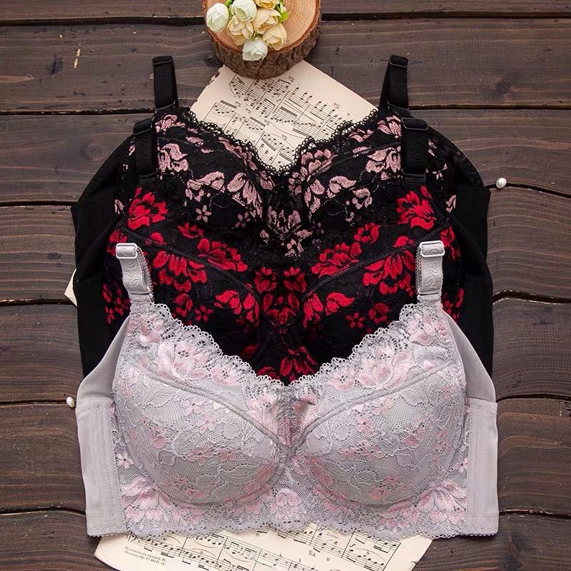 Women's Full coverage Underwired Lightly Lined lace bra Plus Size Minimizer bra 34 36 38 40 42 44 46 48 B C D E
