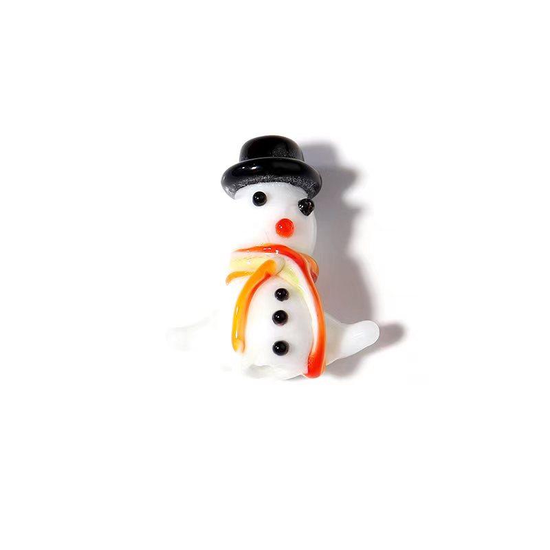 2pcs Christmas Lampwork Beads Cute Santa Claus Snowman Glass Loose Beads For Jewelry Making DIY Bracelets Necklace Accessories
