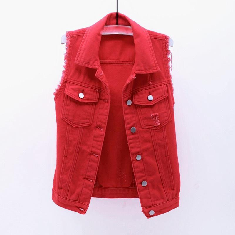 Women Single Breasted Denim Vest Autumn Winter Solid Casual Turn Down Collar Pocket Sleeveless Short Jean Coat Streetwear