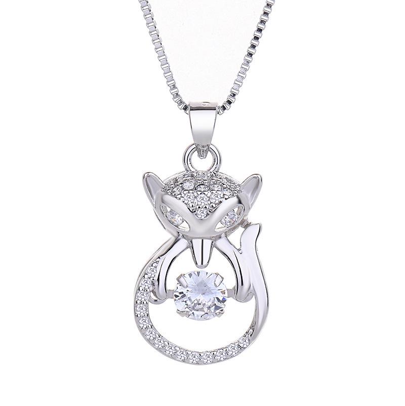 Sterling Silver Smart Fox Necklace - Korean Style Clavicle Design, Perfect Valentine's Day Gift for Women
